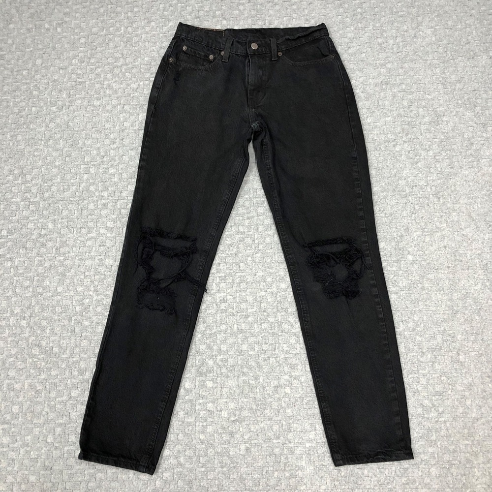 Levis 531 Skinny Jeans Womens W29 L30 Black Charcoal Wash High Rise Distressed